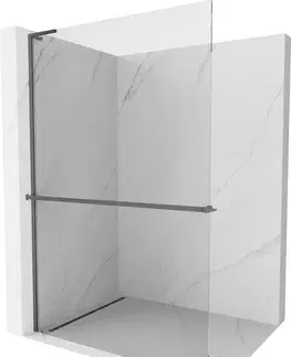 Sprchové dvere MEXEN/S - Kioto+ L Sprchová zástena WALK-IN s poličkou a držiakom uterákov 50 x 200, transparent, grafit metal 800-050-123-95-00