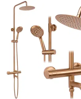 Kúpeľňové batérie REA REA - Sprchový set s termostatom LUNGO Copper Brush REA-P8807