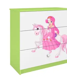 Komody so zásuvkami Detská komoda Babydreams zelená – Princezná 1