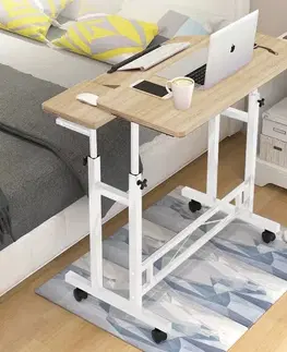 Písacie stoly COMPACT príručný PC stolík, biela/dub Sonoma