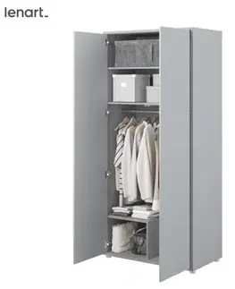 Šatníkové skrine Dig-net nábytok Šatníková skriňa Lenart BED CONCEPT BC-20 | sivá