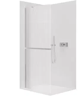 Držadlá k vani CERANO - Sprchová zástěna Walk-in Onyx Y L/P - 8 mm + polička/držák na ručníky - chrom, rýhované sklo - 60x200  CER-8050BD1316