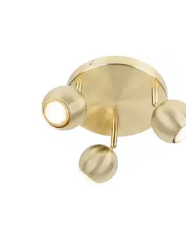 Bodove svetla Retro okrúhle bodové svetlo mosadz s stropnou doskou 3-svetlo - Gissi