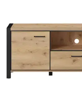 TV stolíky AKTUAL 41 dizajnový tv stolík dub Taurus/ čierna