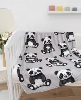 Deky MKLozkoviny.sk Detská deka do postieľky mikroplyš Exclusive 80 × 100 cm – Panda