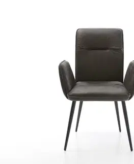 Jedálenské stoličky DELIFE Jedálenská stolička Vinja-Flex mikrovlákno antracitová vintage 4-nohá zúžená čierna