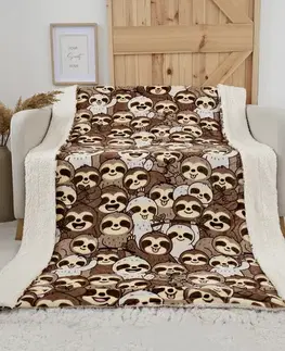 Deky MKLozkoviny.sk Baránková deka mikroplyš Exclusive 150 x 200 cm - Lenivcová invázia