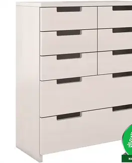 Komody do spálne Komoda drevená borovica 8s Skandica Spectrum Biely