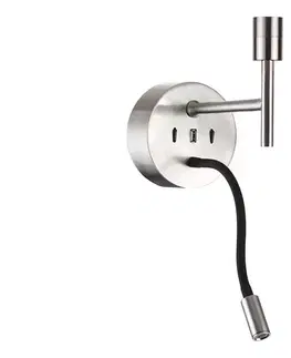Svietidlá Ideal Lux - LED Flexib. lampa s montúrou SET UP 1xE27/42W+LED/3W/230V USB chróm 259833