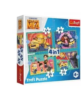Puzzle Puzzle 4v1 Ja, zloduch 4/Mimoni 28,5x20,5cm v krabici 28x28x6cm
