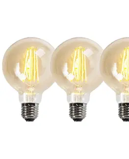 LED osvetlenie Sada 3 stmievateľných LED žiaroviek E27 G95 zlatá 5W 450lm 2200K