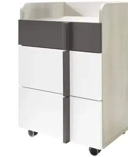 Kancelárske stoly Zásuvkový diel pod stôl Remo RM11 dub wilton/biela/antracit