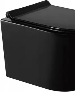 Záchody MEXEN/S - Rico Závesná WC misa Rimless vrátane sedátka s slow-slim, Duroplast, čierna mat 30720185