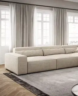 Rohové sedacie súpravy DELIFE Rohová pohovka Sirpio XL 370x170 cm manšester béžová variabilné ležadlo