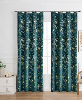 Závesy do spálne Záves na páske INESS 2504-4/210GSM 140x250 tyrkysový