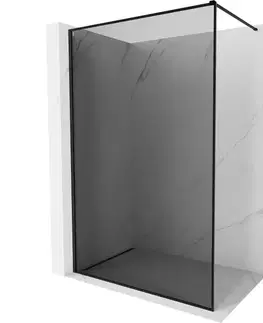 Sprchové dvere MEXEN/S - Kyoto-XF Sprchová zástena WALK-IN s rámom 50 x 202, grafit 10 mm, čierna 800-050-104-70-40-X