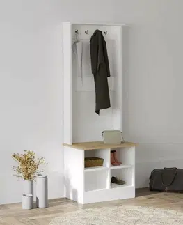 Nemý sluha Vešiak s botníkom Mare White and Sapphire Oak