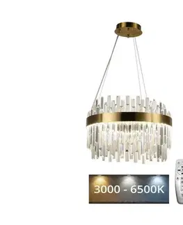 Svietidlá  LED Stmievateľný luster na lanku LED/70W/230V 3000-6500K zlatá + diaľkové ovládanie J6310/C
