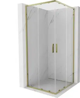 Sprchovacie kúty MEXEN - Exo štvorcový posuvný sprchovací kút 80 x 80, transparent, zlato 8111-080-080-50-00