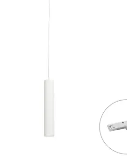 Koľajnicové svetelné systémy Dizajnová závesná lampa biela vrátane 1-fázového koľajnicového adaptéra - Slimline Tuba Small