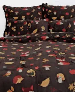Obliečky MKLozkoviny.sk Obliečky mikroplyš Exclusive – Jesenný les tmavo hnedé - 140 × 200 cm - 70 x 90 cm