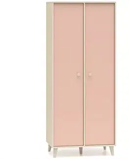 Šatníkové skrine Skriňa Mevel 02 Púštny piesok/Millenial Pink