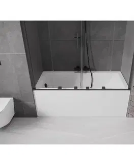 Sprchové dvere MEXEN/S - Velar Duo Dvojkrídlová posuvná vaňová zástena 160 x 150, transparent, čierna 896-160-000-02-70