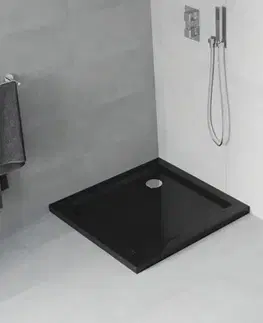 Vane MEXEN - Flat Sprchová vanička štvorcová slim 100 x 100, čierna 40701010