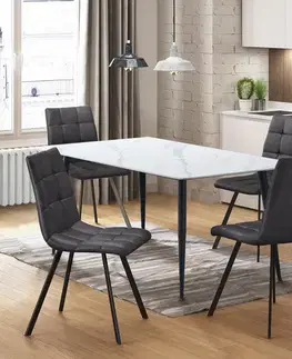 Jedálenské sety Jedálenský stôl ADRIA 140x80 + 4 stoličky BERGEN sivé mikrovlákno
