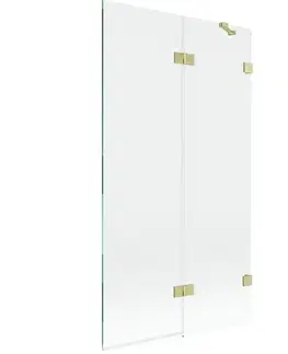 Sprchové dvere MEXEN/S - Lunar vaňová zástena 2-krídlová pravá 100 x 150, transparent, zlatá kartáčovaná 897-100-100-55-00-P