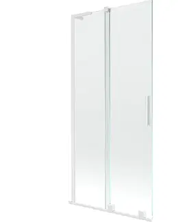 Sprchové dvere MEXEN/S - Velar L dvojkrídlová posuvná vaňová zástena 90 x 150, transparent, biela 896-090-003-01-20