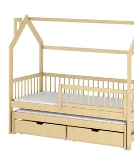 Detské postele Posteľ Domček Papi 80x160 borovica