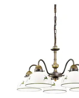 Svietidlá Kolarz 731.85.100 - Luster na reťazi NONNA 5xE27/75W/230V jelene zelená 731.85.100