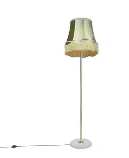 Stojace lampy Retro stojaca lampa mosadz s tienidlom Granny zelená 45 cm - Kaso