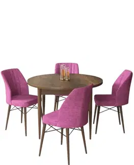Jedálenské sety Dining Table & Chairs Set (5 Pieces) Rox - Baroque, Purple
