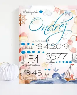 Tabuľky s venovaním (darčeky) Darčeky pre bábätko - Tabuľka s údajmi o narodení