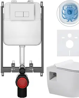 Záchody CERANO - Kompletný WC set Basic/Dure - biela lesklá - WC tlačidlo Modulo/Biela - na zamurovanie - 51x35 CER-8050BD85900