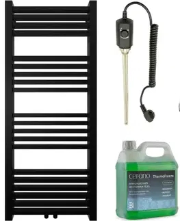 Doplnky do kúpeľne CERANO - Kúpeľňový elektrický radiátorový set Franko - 300W - čierna matná - 1200x500 mm CER-978838