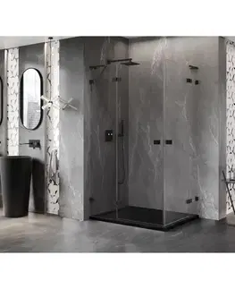 Sprchovacie kúty MEXEN/S - Lunar L Duo sprchovací kút dvere krídlové 105 x 95, transparent, čierna 834L-105L-095P-70-00