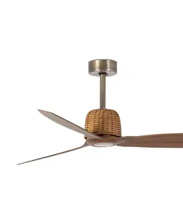 Ventilátory FARO Barcelona FARO 33436WT- Stropný látor WEAVER M pr. 128 cm hnedá/mosadz Wi-Fi Tuya + DO 33436T