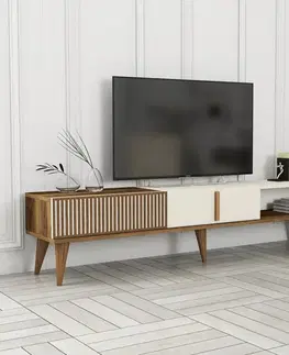 TV stolíky TV stolík Milan Alt - Walnut, Cream
