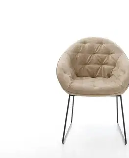 Jedálenské stoličky DELIFE Jedálenská stolička Gaio-Flex mikrovlákno béžová vintage tenká podstava čierna