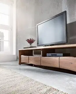 Televízne stolíky DELIFE TV stolík Live-Edge 230 cm masívna akácia hnedá 4 zásuvky