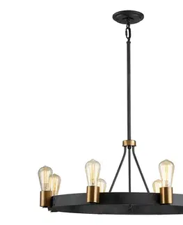Svietidlá Elstead Quintiesse QN-SILAS-8P-DZ - Luster na tyči SILAS 8xE27/60W/230V čierna/zlatá QN-SILAS-8P-DZ
