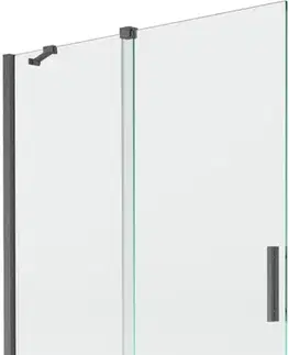 Sprchové dvere MEXEN/S - Velar Dvojkrídlová posuvná vaňová zástena 120 x 150, transparent, šedá kartáčovaná 896-120-000-01-66