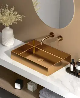 Umývadlá Umývadlo na dosku vo farbe rose gold SAT Aurum 55x38 cm bez prepadu SATAUR5538BRG SATAUR5538BRG