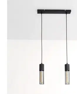 Svietidlá  Luster na lanku MELODY 2xE27/15W/230V čierna W-L 1116/2 BK-B