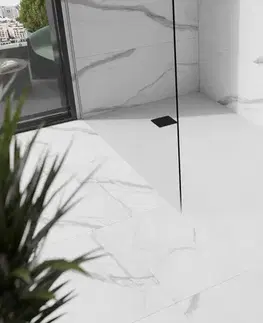 Vane MEXEN/S - Stone+ obdĺžniková sprchová vanička 200 x 100, biela, mriežka čierna 44101020-B