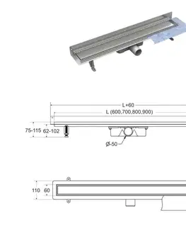 Sprchovacie kúty BESCO - Odtokový žľab VIRGO NEXT DUO - Rozmer A - 70 cm ZLOL70VND