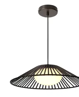 Stropná svetla Lampa wisząca Sonte 50 czarna z białym szklanym kloszem nad stół